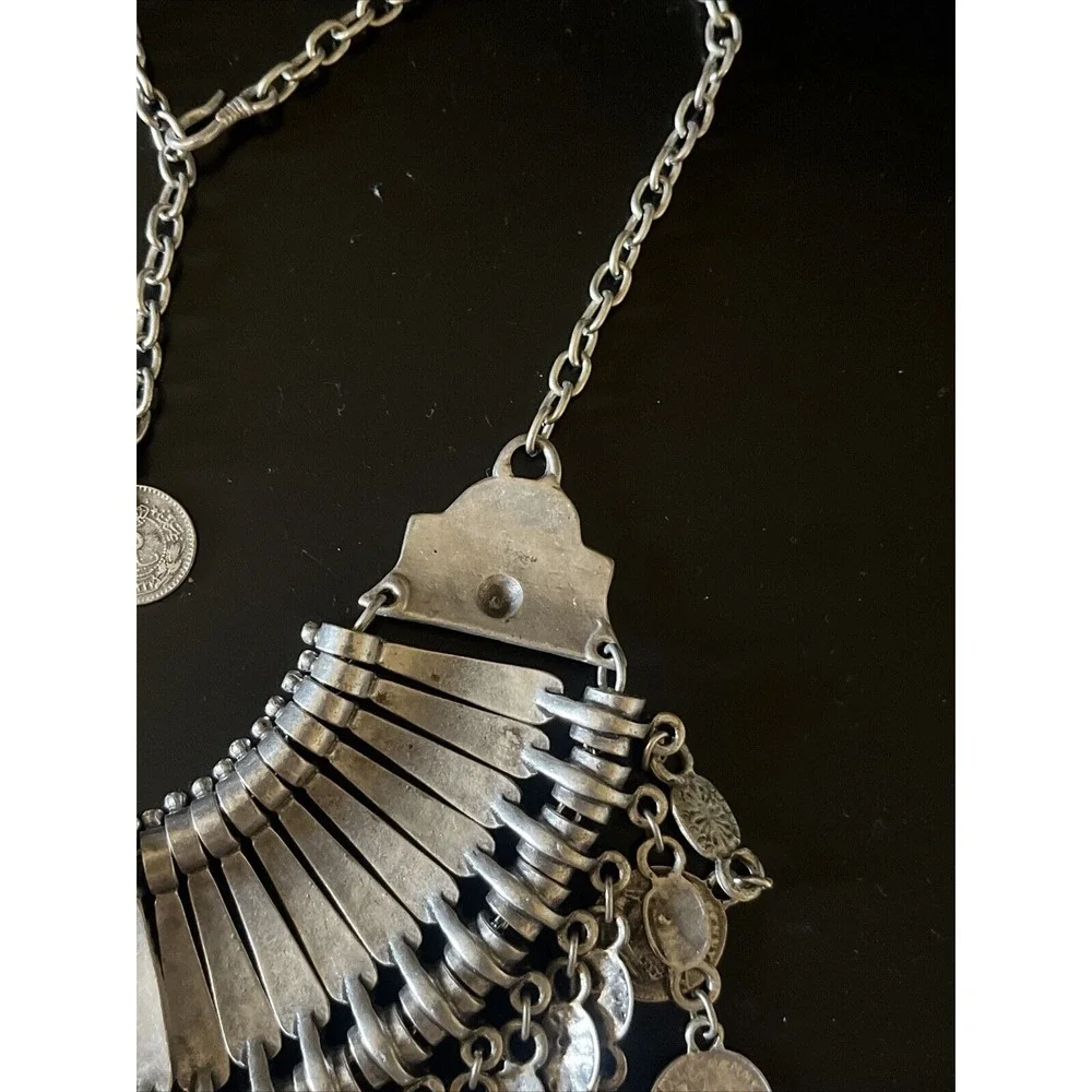 Vintage Metal Afghan Arabic Ship Coin Pendants Choker Necklace Tribal Coin Dance